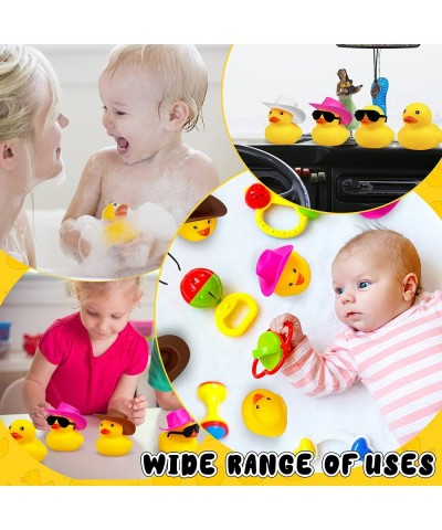 12 PCS Cowboy Rubber Duck with Hat and Sunglasses Mini Bath Rubber Duckies Toys for Baby Shower Birthday Swimming Party Gift ...