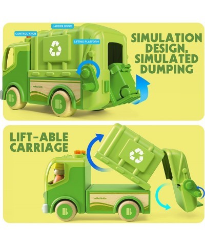 Garbage Truck Toys - Toddler Toys with Sound and Light Kids Toys Wooden Toy Cars for 3 4 5 6 7 Year Old Boys & Girls Kids Gam...