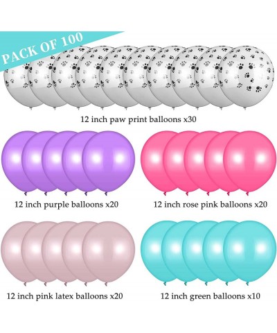 100 Pieces Dog Paw Print Balloon Paw Balloon Garland Pink Rose Pink Purple Blue Latex Balloons for Kids Puppy Theme Birthday ...