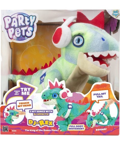 Party Pets Kids’ DJ-Rex The Electronic T-Rex DJ Plush Toy Motorized Full Body Movement Dancing Head & Tail Sensors Dino Roari...