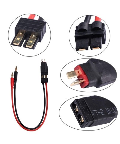 RC Battery Charger Adapter for ID Connector to 4.0mm Banana Connector & Deans T Plug Male Female w/200mm 14AWG Gauge Cable Wi...