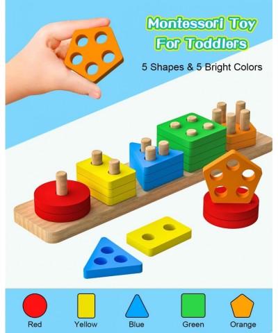 Montessori Toys for 1 2 3+ Year Old Toddlers Educational Toys for 1 2 3 + Year Old Girls Boys Wooden Stacking Toys for Toddle...