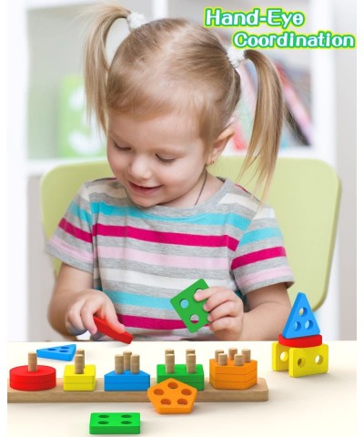 Montessori Toys for 1 2 3+ Year Old Toddlers Educational Toys for 1 2 3 + Year Old Girls Boys Wooden Stacking Toys for Toddle...