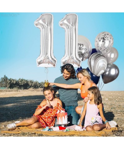 Huge Silver 11 Balloons Number - 40 Inch | Silver 11 Birthday Balloon for Happy 11th Birthday decorations | Number 11 Balloon...