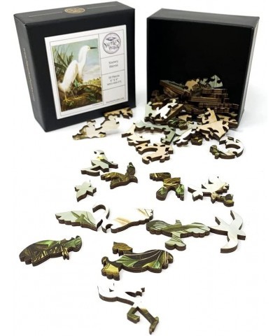 Mini Wooden Jigsaw Puzzle for Adults - Snowy Heron by John James Audubon - 50 Pieces. Made in The USA. $40.55 Jigsaw Puzzles