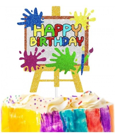 Art Happy Birthday Cake Topper Painting Graffiti Drawing Artist Painter Brush Palette Themed Happy Birthday Cake Decoration $...