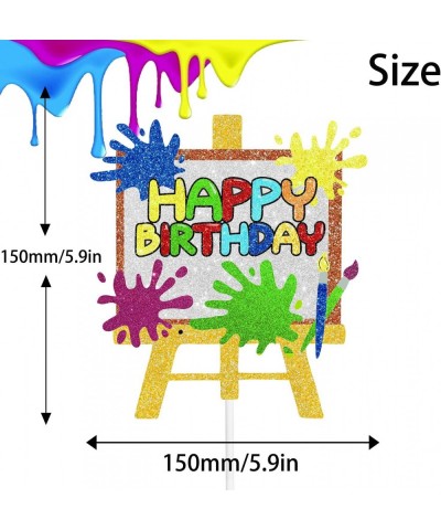 Art Happy Birthday Cake Topper Painting Graffiti Drawing Artist Painter Brush Palette Themed Happy Birthday Cake Decoration $...