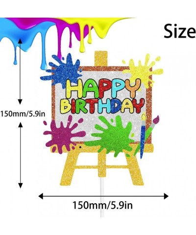 Art Happy Birthday Cake Topper Painting Graffiti Drawing Artist Painter Brush Palette Themed Happy Birthday Cake Decoration $...