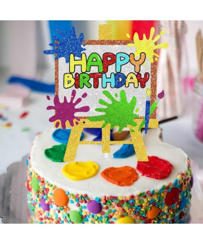 Art Happy Birthday Cake Topper Painting Graffiti Drawing Artist Painter Brush Palette Themed Happy Birthday Cake Decoration $...