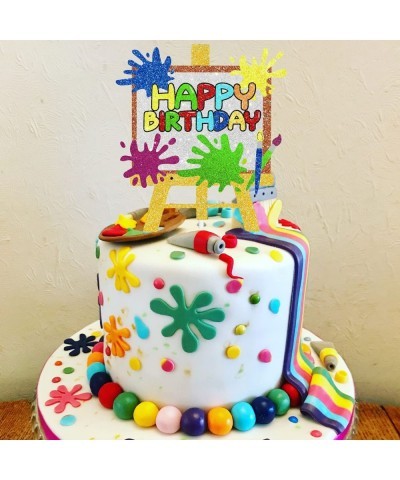 Art Happy Birthday Cake Topper Painting Graffiti Drawing Artist Painter Brush Palette Themed Happy Birthday Cake Decoration $...