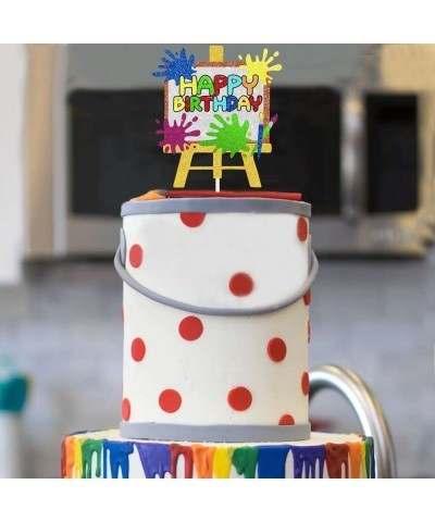 Art Happy Birthday Cake Topper Painting Graffiti Drawing Artist Painter Brush Palette Themed Happy Birthday Cake Decoration $...