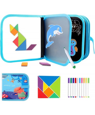 2023 Upgraded Kids Erasable Doodle Book with Tangram Puzzle Game Toddler Car Activities Reusable Drawing Boards with Color Ma...