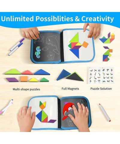 2023 Upgraded Kids Erasable Doodle Book with Tangram Puzzle Game Toddler Car Activities Reusable Drawing Boards with Color Ma...