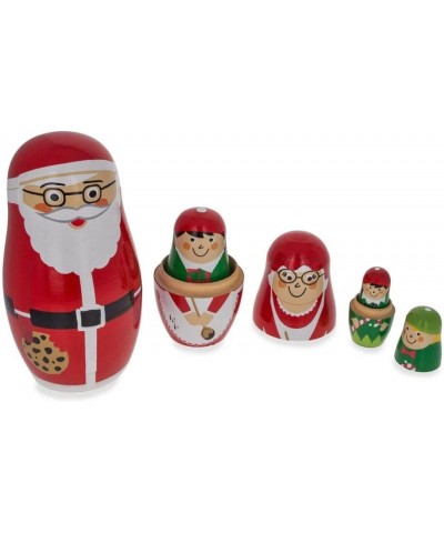 Set of 5 Santa Mrs. Claus Elf & Snowman Wooden Nesting Dolls 4.75 Inches $43.54 Nesting Dolls