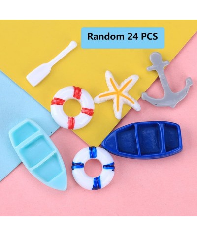 28PCS Resin Nautical Ornaments Miniature Beach Ornament Kits Mini Seaside Oars Canoe Anchor Lifebuoy Model Micro Landscape Sc...