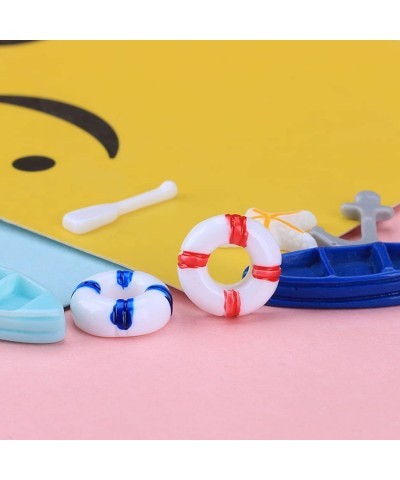 28PCS Resin Nautical Ornaments Miniature Beach Ornament Kits Mini Seaside Oars Canoe Anchor Lifebuoy Model Micro Landscape Sc...