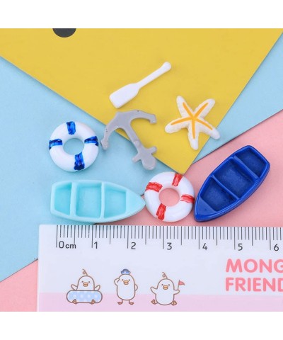 28PCS Resin Nautical Ornaments Miniature Beach Ornament Kits Mini Seaside Oars Canoe Anchor Lifebuoy Model Micro Landscape Sc...