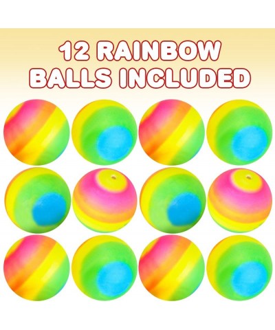 Rainbow Balls for Kids Set of 12 Bouncy 2.5 Inch Rubber Balls Beautiful Rainbow Colors Park and Beach Outdoor Fun Durable Out...