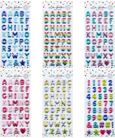 Kids 3D Colorful Number and Letter Alphabet Gold Foil Stickers 6 Different Sheets Self-Adhesive Glitter Letter and Number Puf...