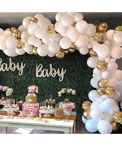 White Balloon Arch Garland Kit 124Pcs White Gold Confetti Latex Balloons for Girls Birthday Baby Shower Wedding Graduation An...