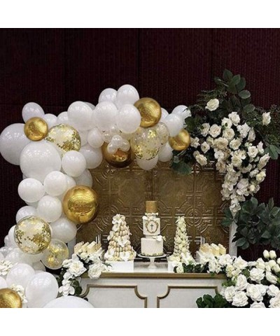 White Balloon Arch Garland Kit 124Pcs White Gold Confetti Latex Balloons for Girls Birthday Baby Shower Wedding Graduation An...