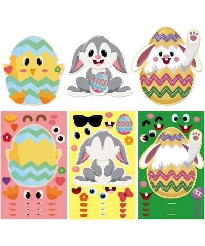 24 Sheets Easter Egg Bunny Decorating Stickers for Kids Toddlers Make a Face Craft Animals Stickers Sheep Bunny Rabbit Chicke...