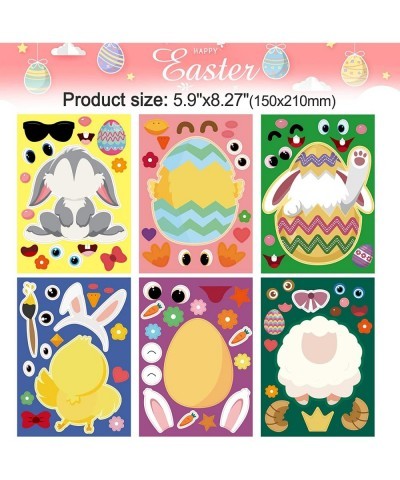 24 Sheets Easter Egg Bunny Decorating Stickers for Kids Toddlers Make a Face Craft Animals Stickers Sheep Bunny Rabbit Chicke...