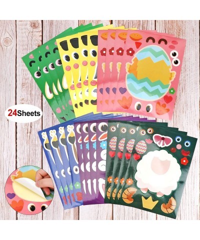 24 Sheets Easter Egg Bunny Decorating Stickers for Kids Toddlers Make a Face Craft Animals Stickers Sheep Bunny Rabbit Chicke...