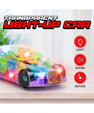 Light Up Transparent Toy Car for Kids - 8” Battery Operated Light Up Car Toy for Boys & Girls Mechanical Race Car with Colorf...