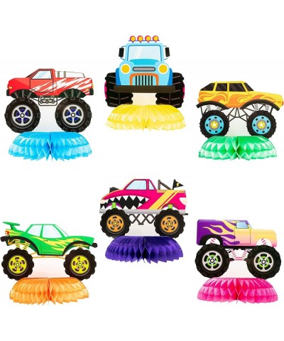 6Pcs Monster Truck Honeycomb Centerpieces Table Topper 3D Double-Sided Patterns Monster Truck Party Supplies Table Decoration...