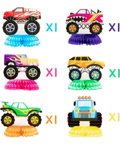 6Pcs Monster Truck Honeycomb Centerpieces Table Topper 3D Double-Sided Patterns Monster Truck Party Supplies Table Decoration...