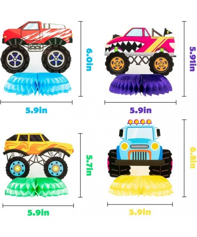 6Pcs Monster Truck Honeycomb Centerpieces Table Topper 3D Double-Sided Patterns Monster Truck Party Supplies Table Decoration...