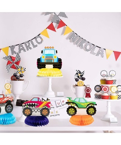 6Pcs Monster Truck Honeycomb Centerpieces Table Topper 3D Double-Sided Patterns Monster Truck Party Supplies Table Decoration...