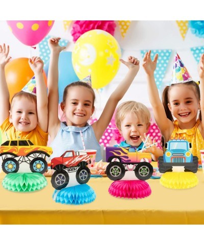 6Pcs Monster Truck Honeycomb Centerpieces Table Topper 3D Double-Sided Patterns Monster Truck Party Supplies Table Decoration...