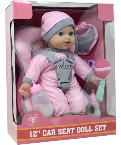 Doll Travel PlaySet - Baby Doll Car Seat Carrier Backpack with 12 Inch Soft Body Doll Includes Doll Bottles and Toy Accessori...