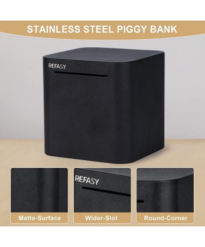 Piggy Bank for Adults Stainless Steel Money Bank Metal Savings Box for Cash Saving Adult Piggy Bank Safe Box Money Savings Ba...