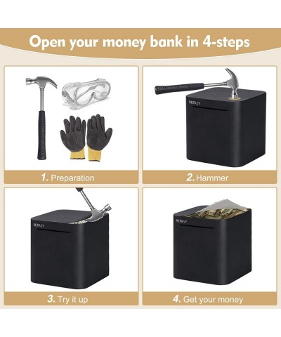 Piggy Bank for Adults Stainless Steel Money Bank Metal Savings Box for Cash Saving Adult Piggy Bank Safe Box Money Savings Ba...