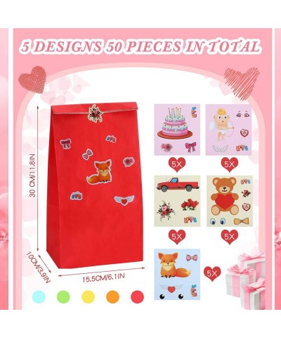 25 PCS Valentine Bags for Kids Valentines Day Treats Bags Gift Party Goodie Bags and 25 Sheets DIY Valentine Stickers Make Yo...