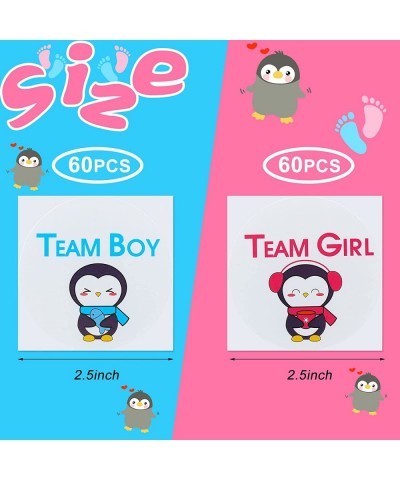 60 Pieces Penguin Gender Reveal Stickers Penguin Team Boy and Girl Gender Reveal Party Stickers Winter Cute Gender Reveal Par...