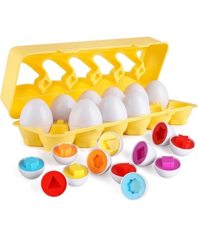 Matching Eggs Shape Sorting & Color Recoginition Toys for Toddlers 12 pcs Set Early Learning Educational Toy Montessori Puzzl...