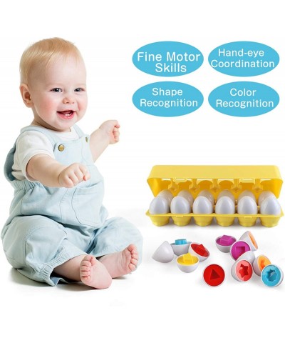 Matching Eggs Shape Sorting & Color Recoginition Toys for Toddlers 12 pcs Set Early Learning Educational Toy Montessori Puzzl...