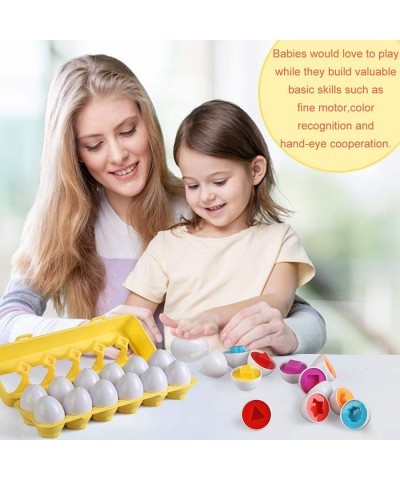 Matching Eggs Shape Sorting & Color Recoginition Toys for Toddlers 12 pcs Set Early Learning Educational Toy Montessori Puzzl...