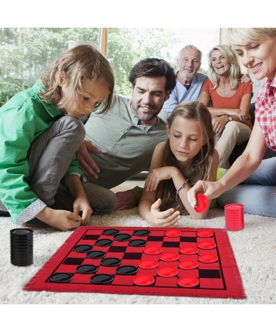 Giant Checkers Board Games 3 in 1 Tic Tac Toe Board Game for Adults & Kids with 24 Checker Pieces Reversible Rug - Indoor and...