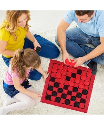 Giant Checkers Board Games 3 in 1 Tic Tac Toe Board Game for Adults & Kids with 24 Checker Pieces Reversible Rug - Indoor and...