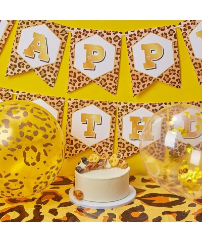 15 Pieces Cheetah Happy Birthday Decorations Leopard Print Banner Cheetah Birthday Banner Gold Leopard Balloons Leopard Print...