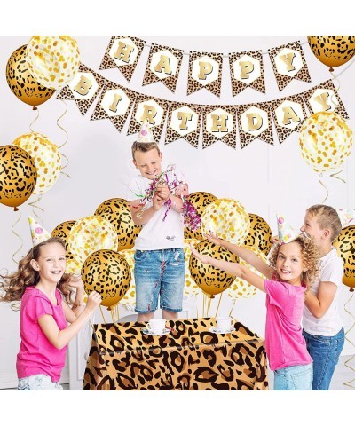 15 Pieces Cheetah Happy Birthday Decorations Leopard Print Banner Cheetah Birthday Banner Gold Leopard Balloons Leopard Print...