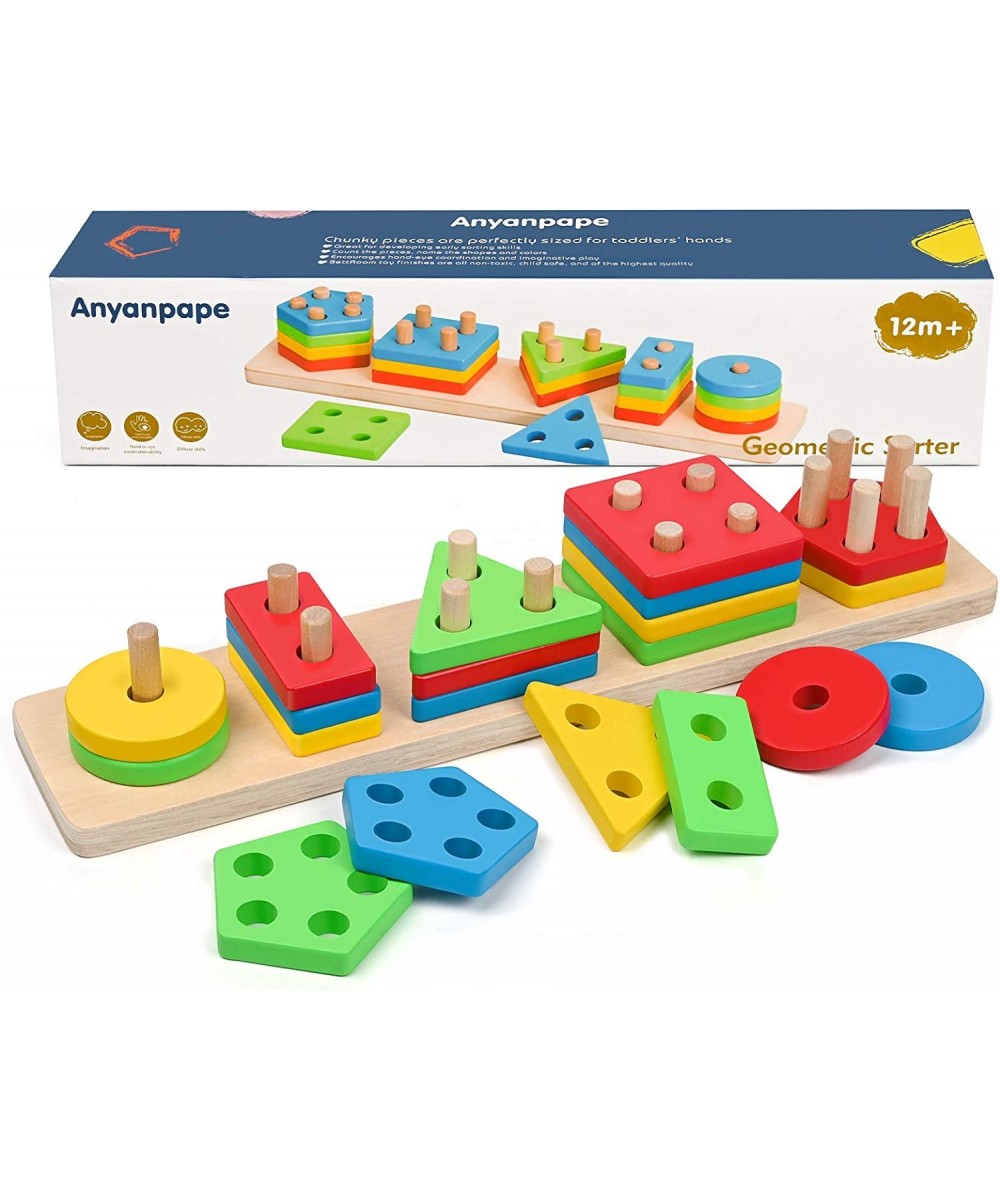 Ayanpape Wooden Educational Toddler Toys for Boys Girls Age 3 4 5 6 and Up Shape Color Recognition Preschool Stack and Sort G...