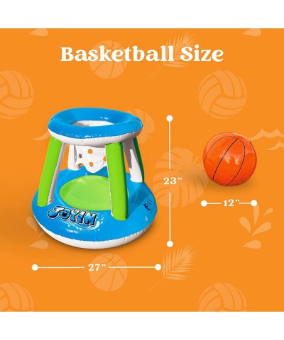 Inflatable Volleyball Net & Basketball Hoops Pool Float Set Balls Included for Kids and Adults Summer Pool Game Summer Floati...