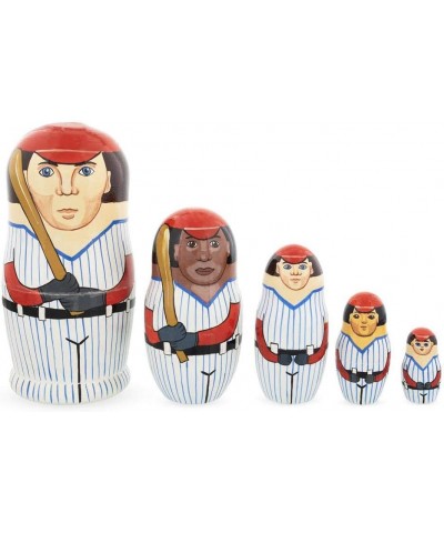 Set of 5 Baseball Wooden Nesting Dolls 6 Inches $100.00 Nesting Dolls