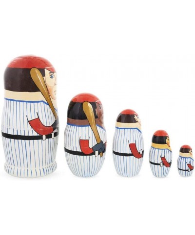 Set of 5 Baseball Wooden Nesting Dolls 6 Inches $100.00 Nesting Dolls